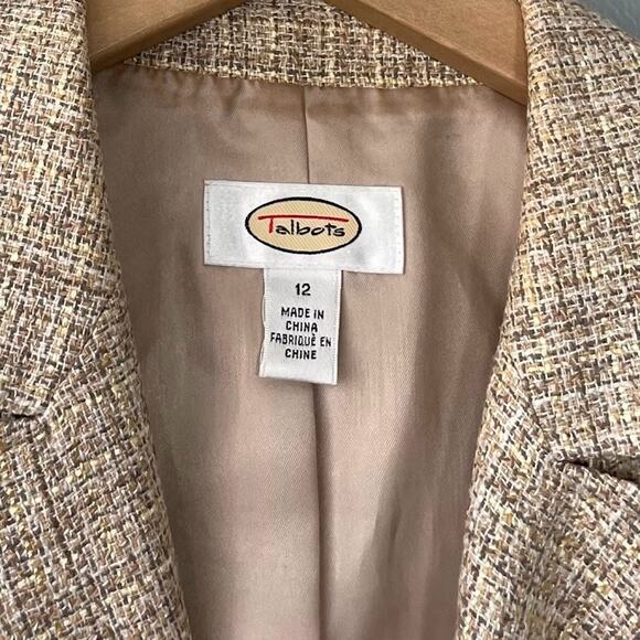 Talbots Size 12 Beige Linen Tweed Jacket Blazer Minimalist Office Old Money - Picture 6 of 13